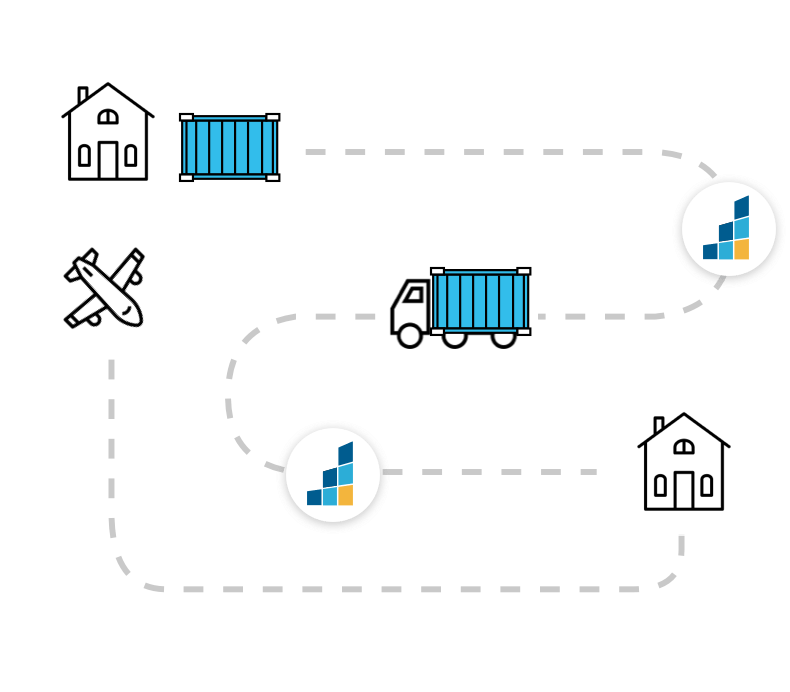 Graphic showing how BigSteelBox long distance moving service works