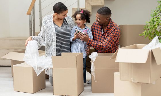 Family packing for move from Alberta to BC