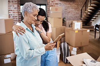 Daughter helping aging parent plan a move